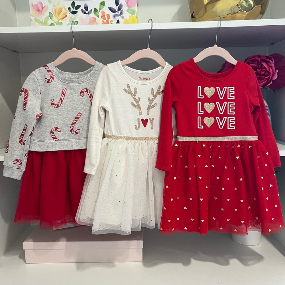 Girls 3T/4T Red, Cream and Gold Holiday Dresses